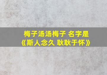 梅子汤汤梅子 名字是《斯人念久 耿耿于怀》